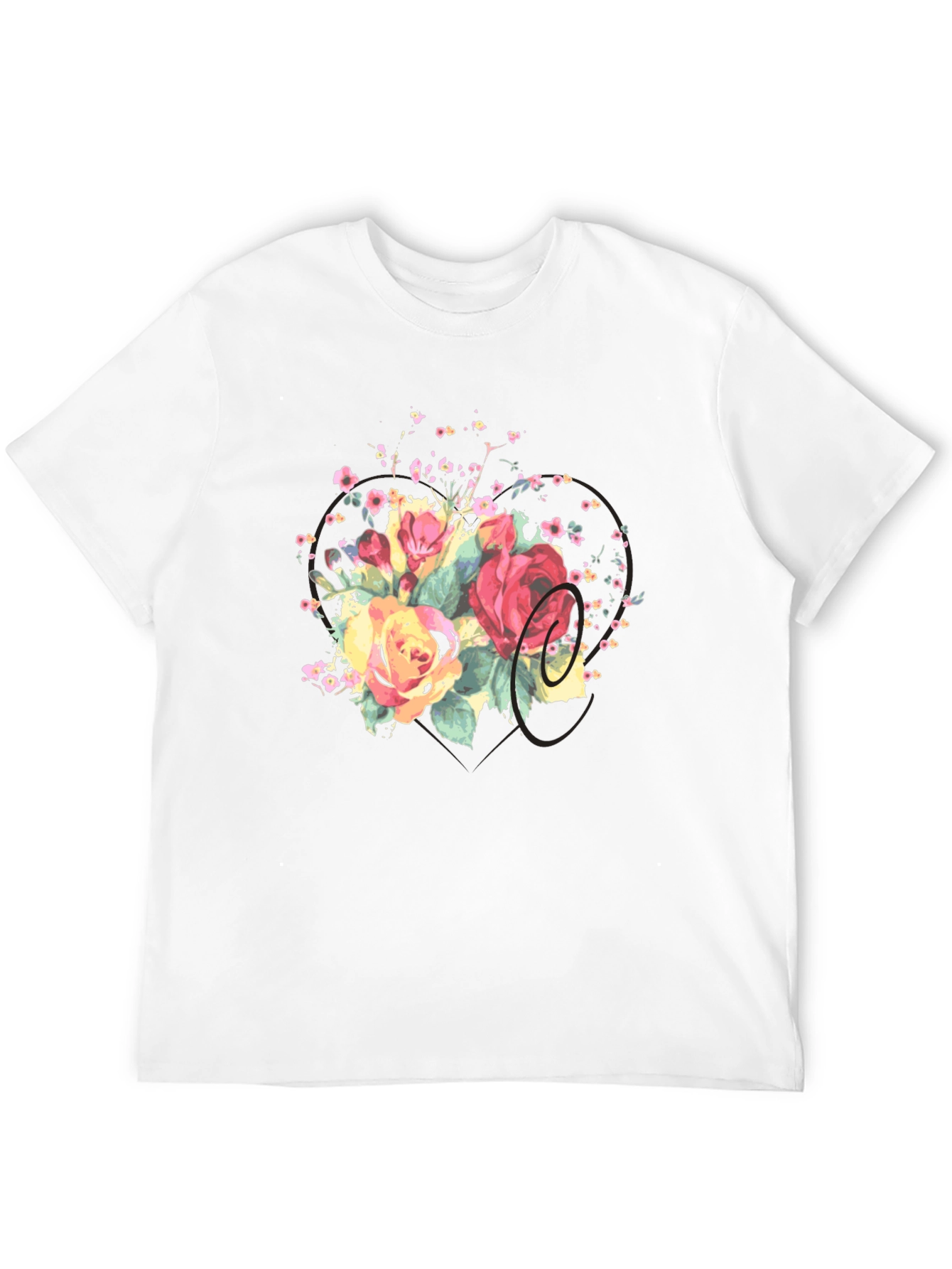 Floral Bouquet Graphic Tee - Stylish Black T-Shirt
