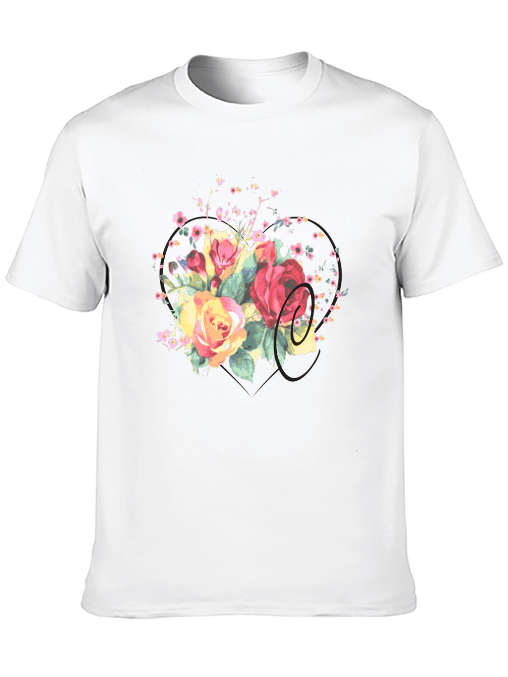 Floral Bouquet Graphic Tee - Stylish Black T-Shirt