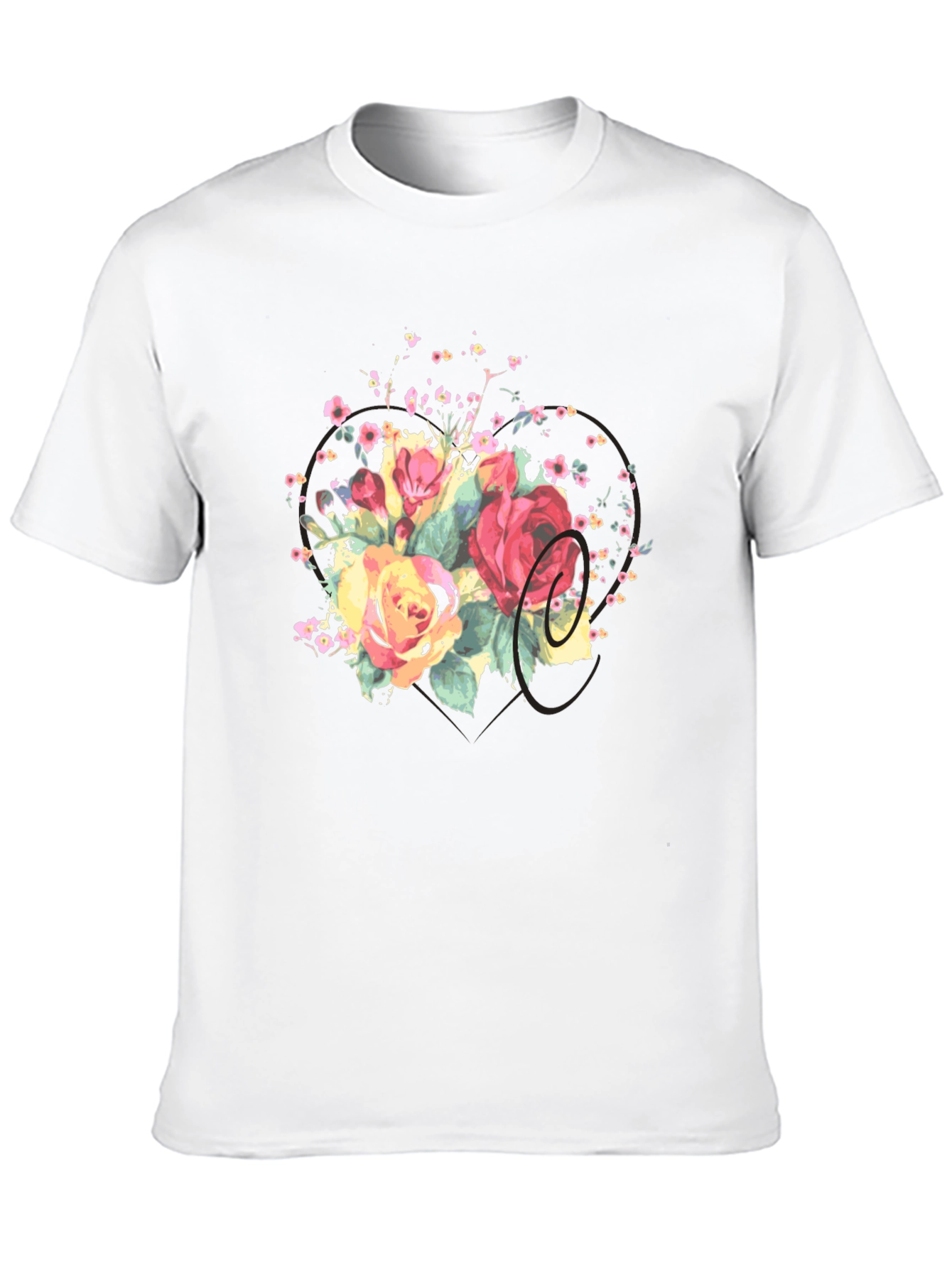 Floral Bouquet Graphic Tee - Stylish Black T-Shirt