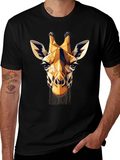 Geometric Giraffe Print Black T-Shirt