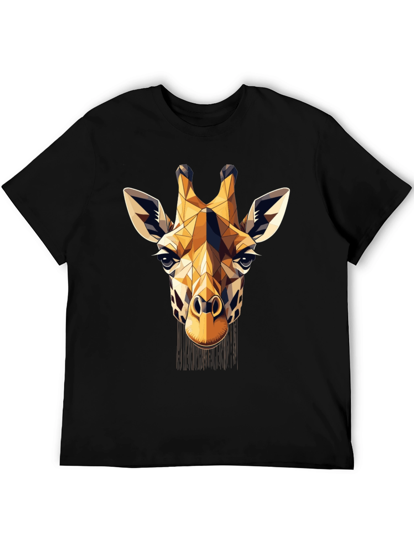 Geometric Giraffe Print Black T-Shirt