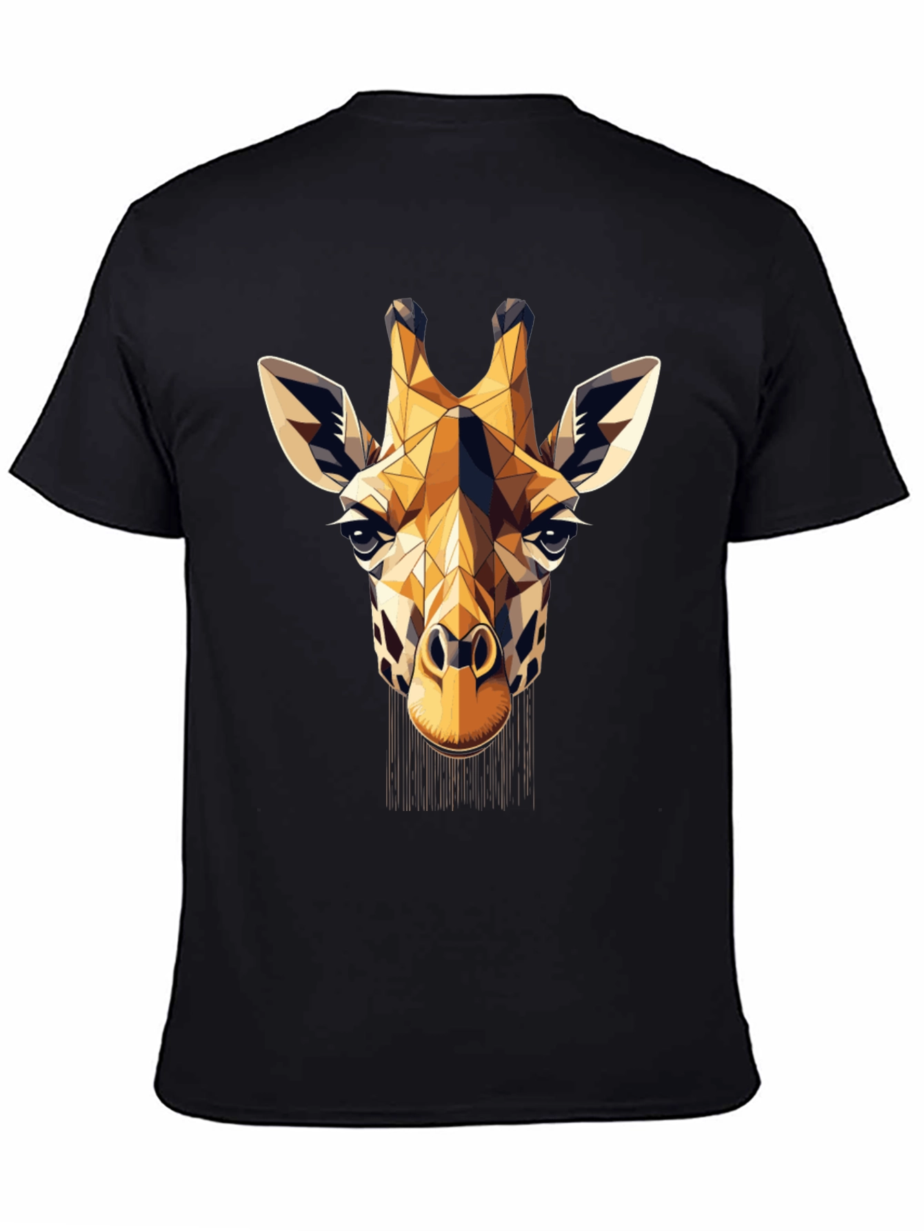 Geometric Giraffe Print Black T-Shirt