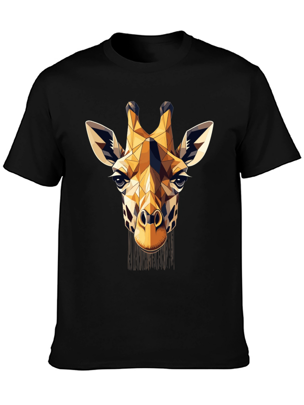 Geometric Giraffe Print Black T-Shirt