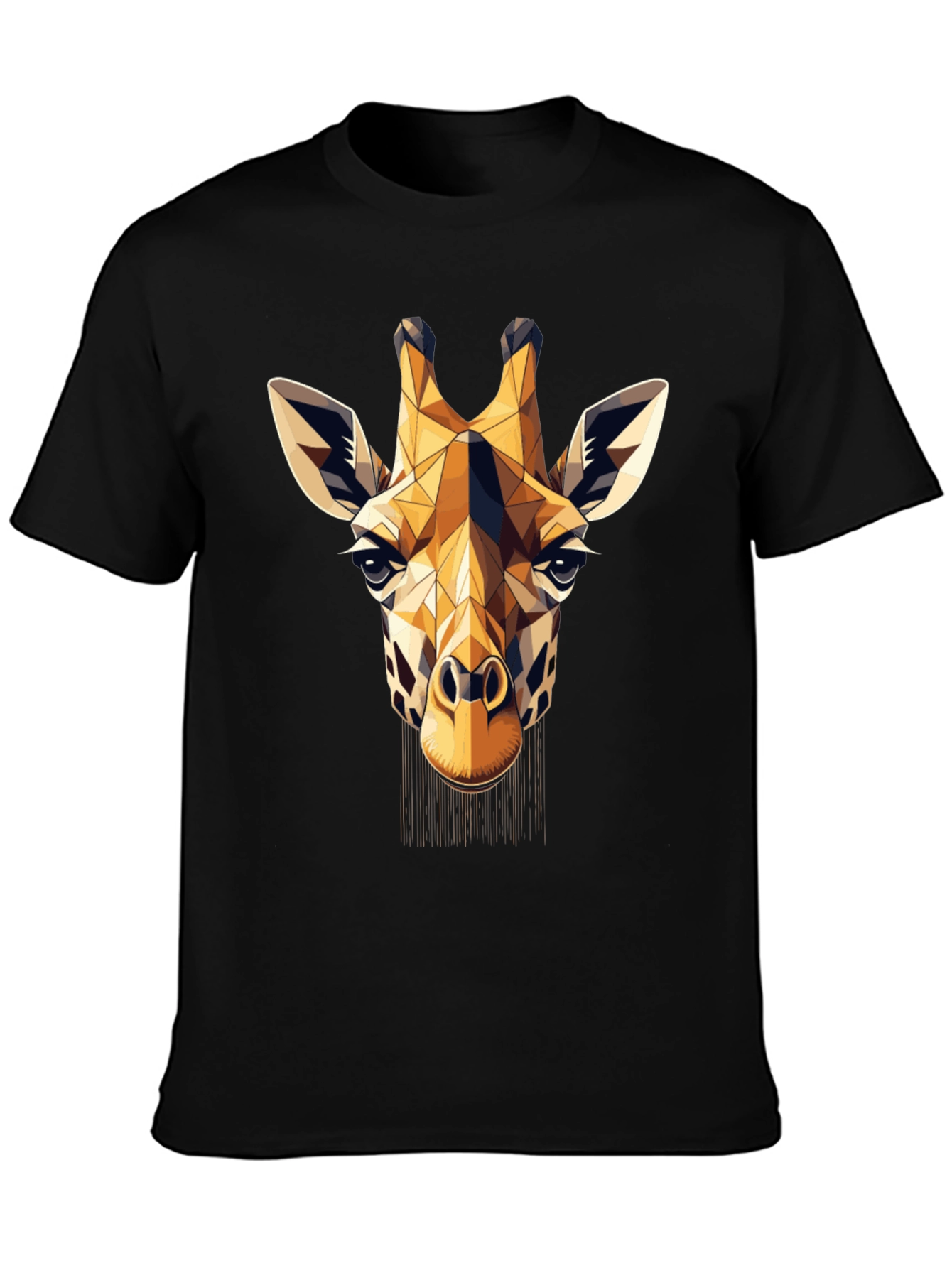 Geometric Giraffe Print Black T-Shirt