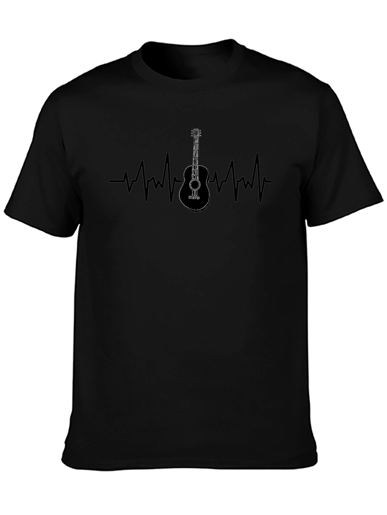 Guitar Heartbeat Graphic Tee - Black