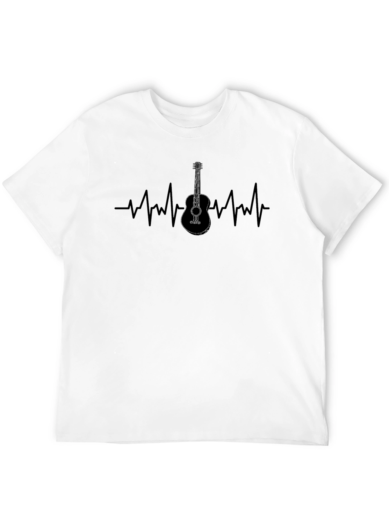 Guitar Heartbeat Graphic Tee - Black