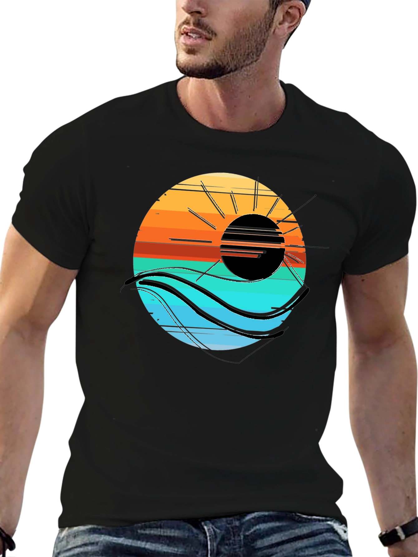 Sunset Wave Graphic Tee - Cool Coastal Style
