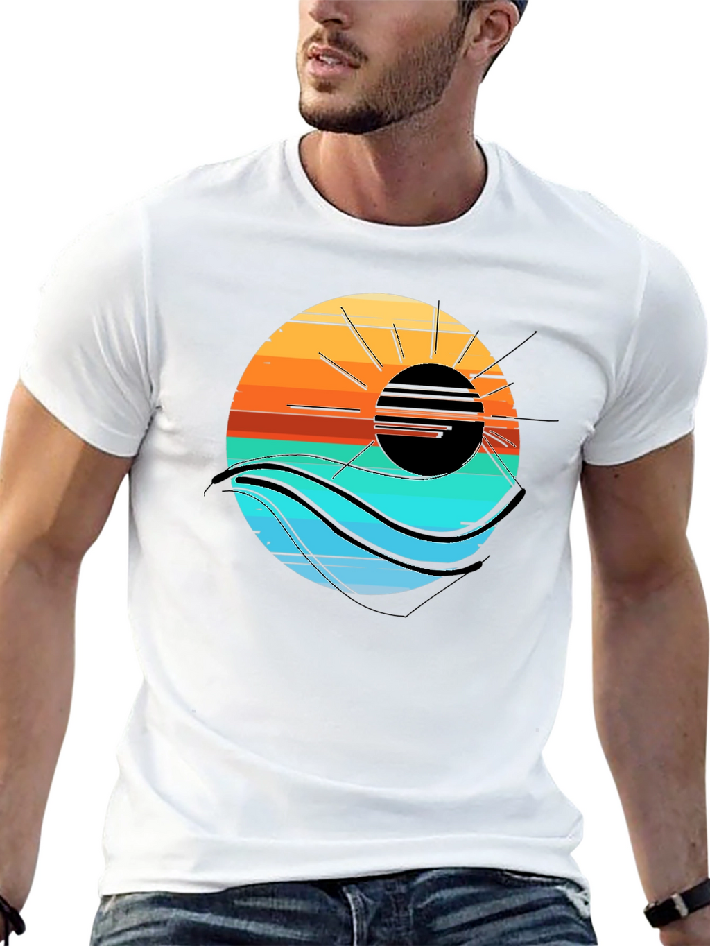 Sunset Wave Graphic Tee - Cool Coastal Style