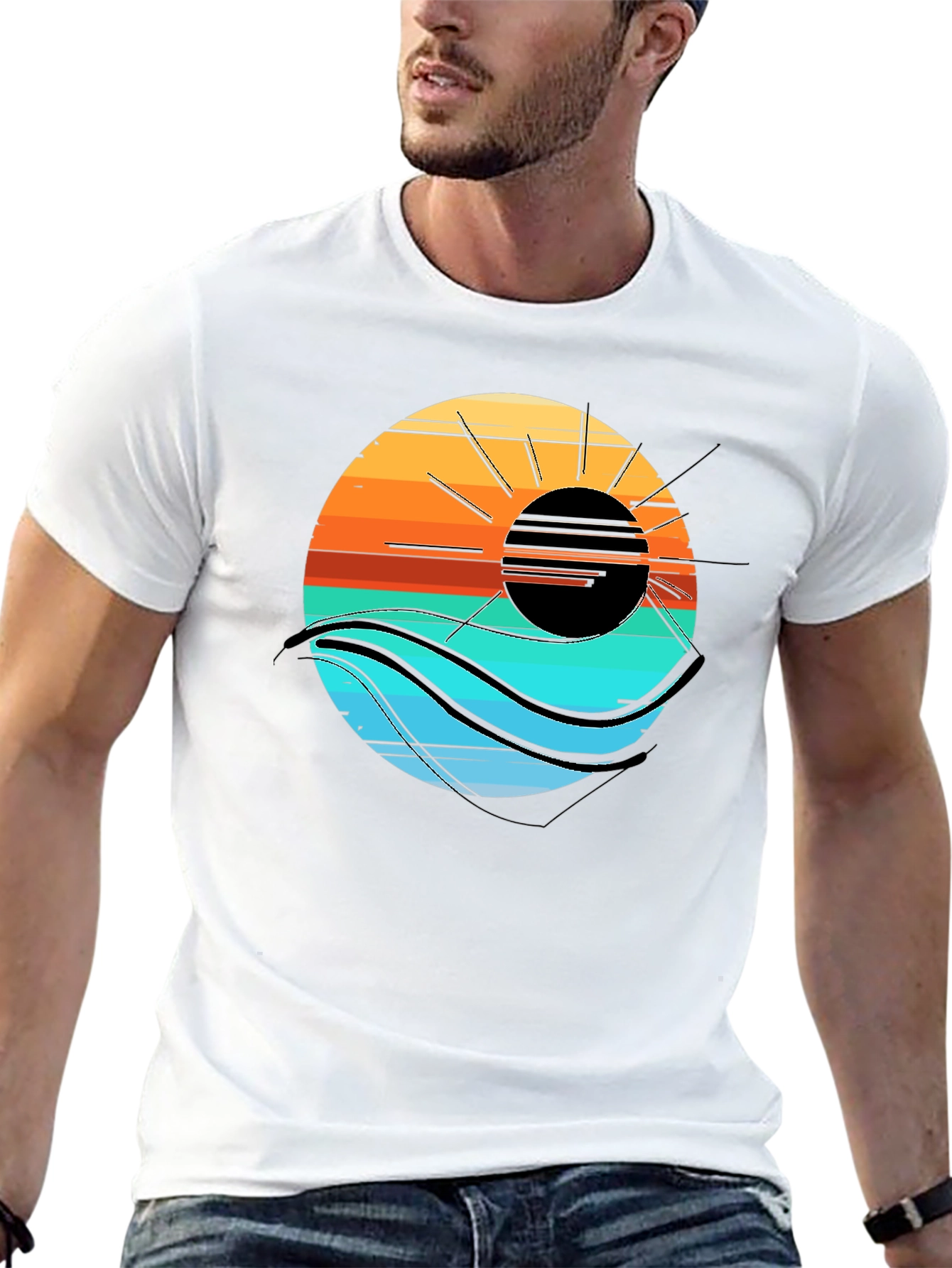 Sunset Wave Graphic Tee - Cool Coastal Style