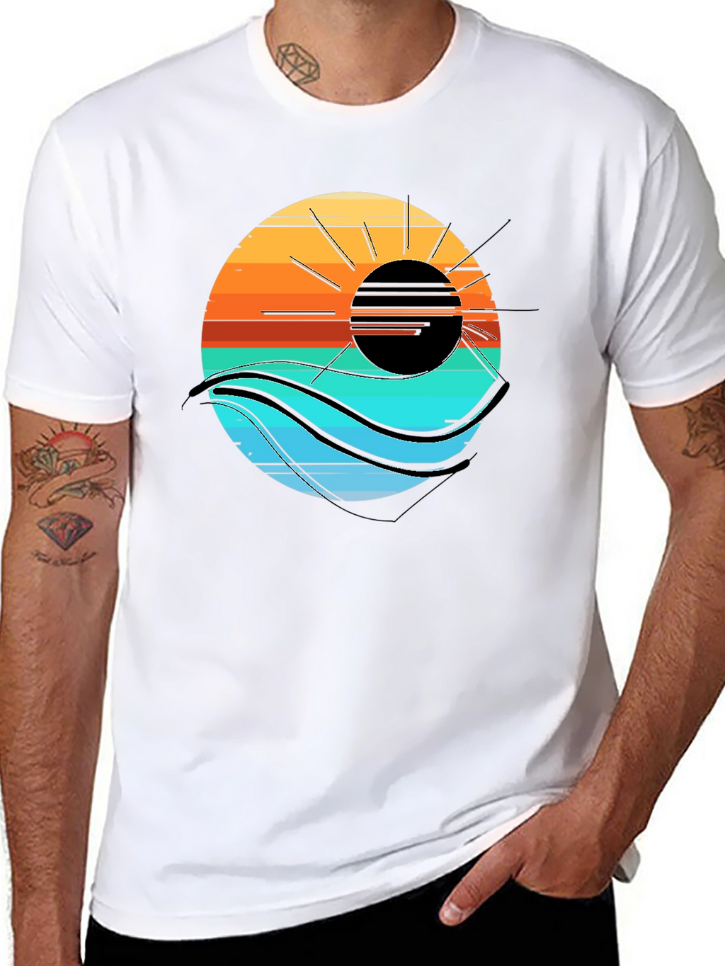 Sunset Wave Graphic Tee - Cool Coastal Style