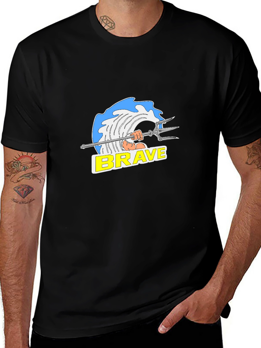 Brave Wave Graphic T-Shirt - Black Cotton Tee