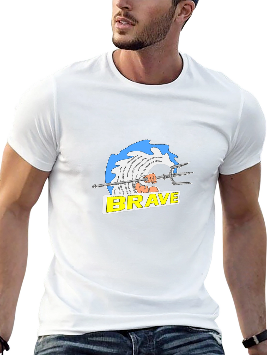 Brave Wave Graphic T-Shirt - Black Cotton Tee
