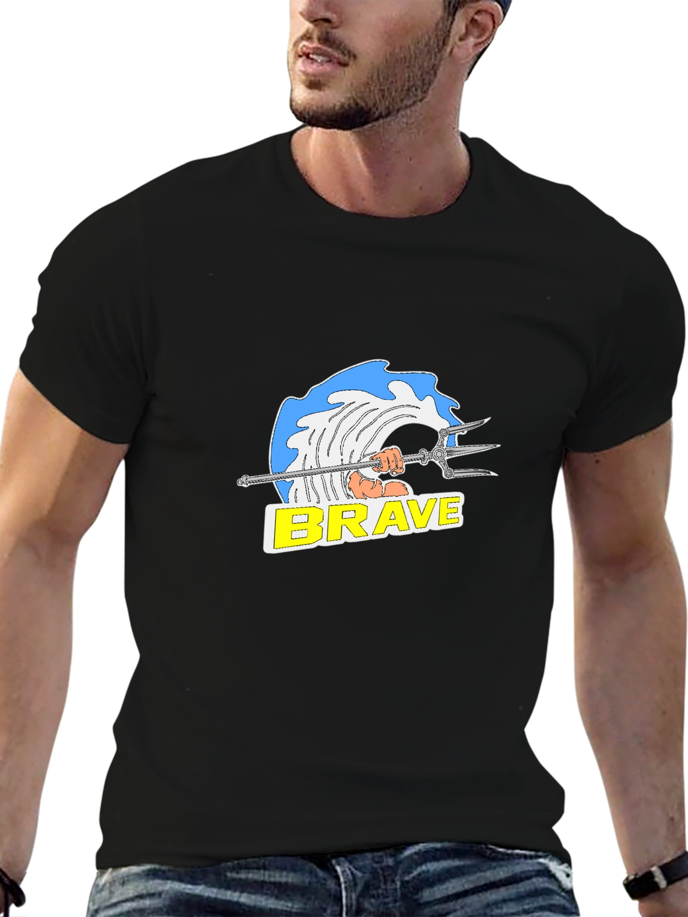 Brave Wave Graphic T-Shirt - Black Cotton Tee