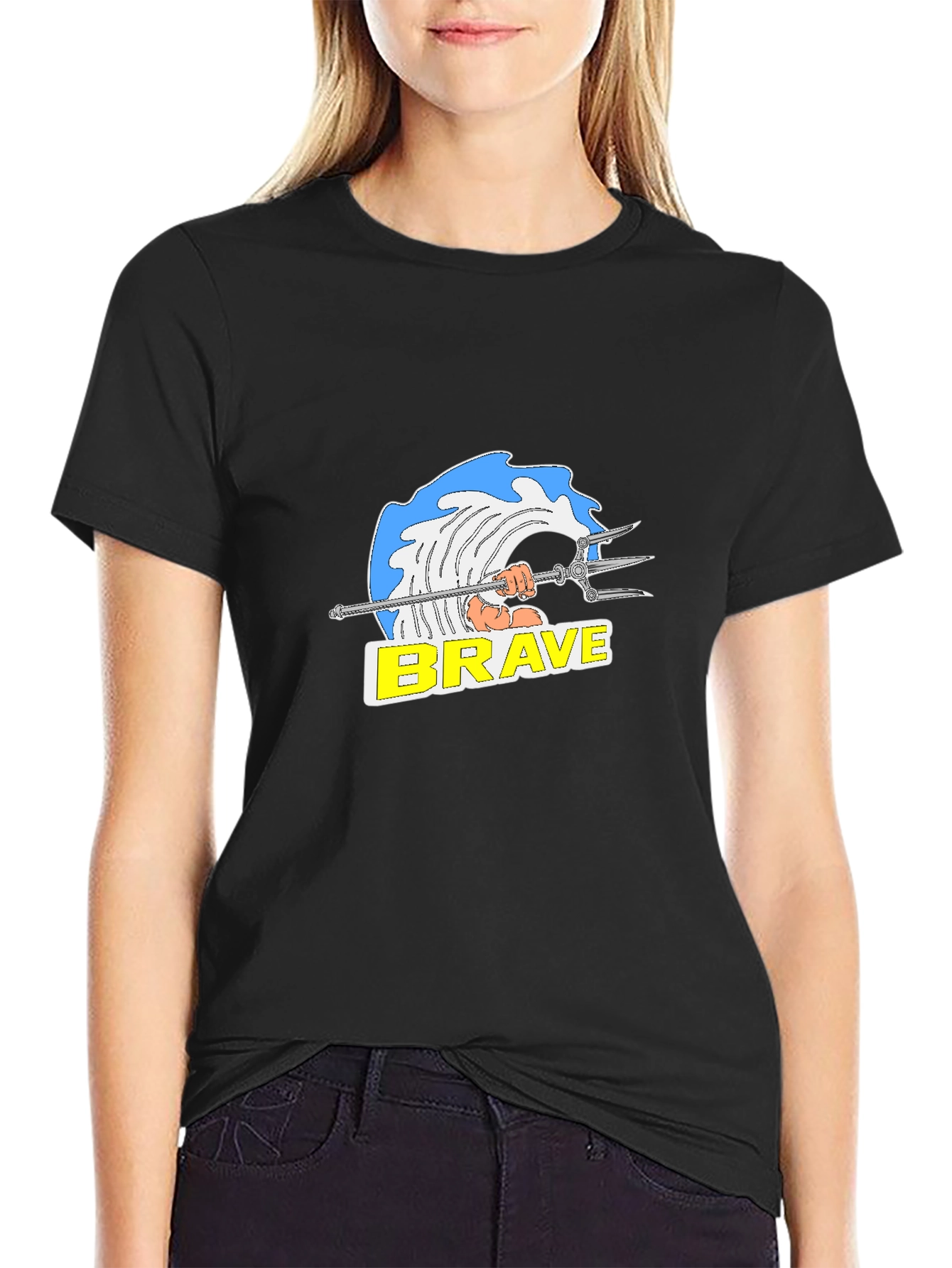 Brave Wave Graphic T-Shirt - Black Cotton Tee