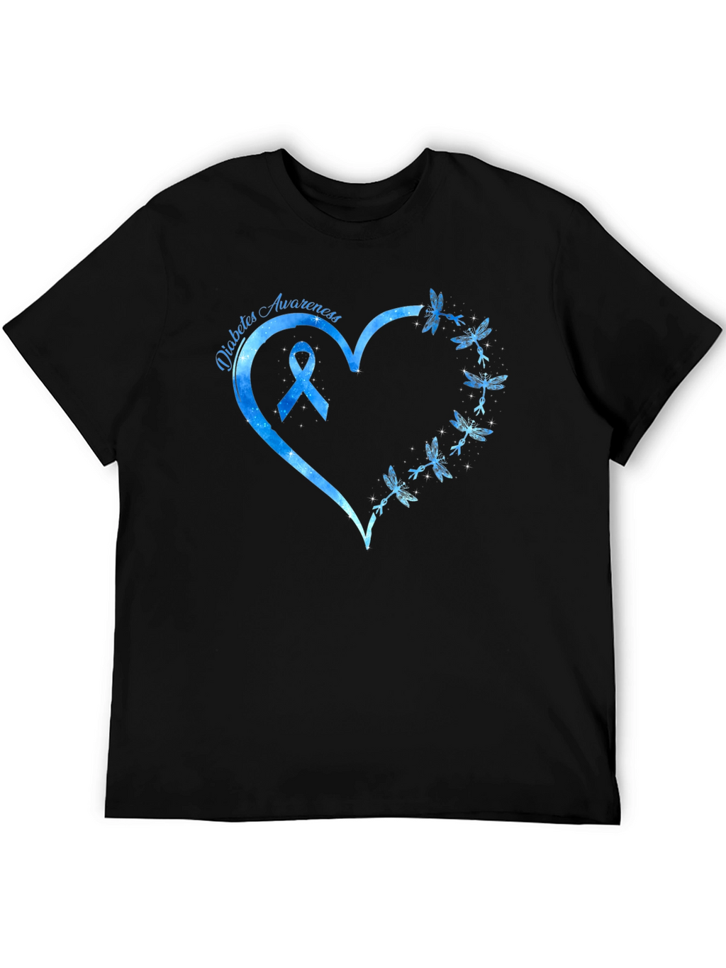 Diabetes Awareness Dragonfly Heart T-Shirt
