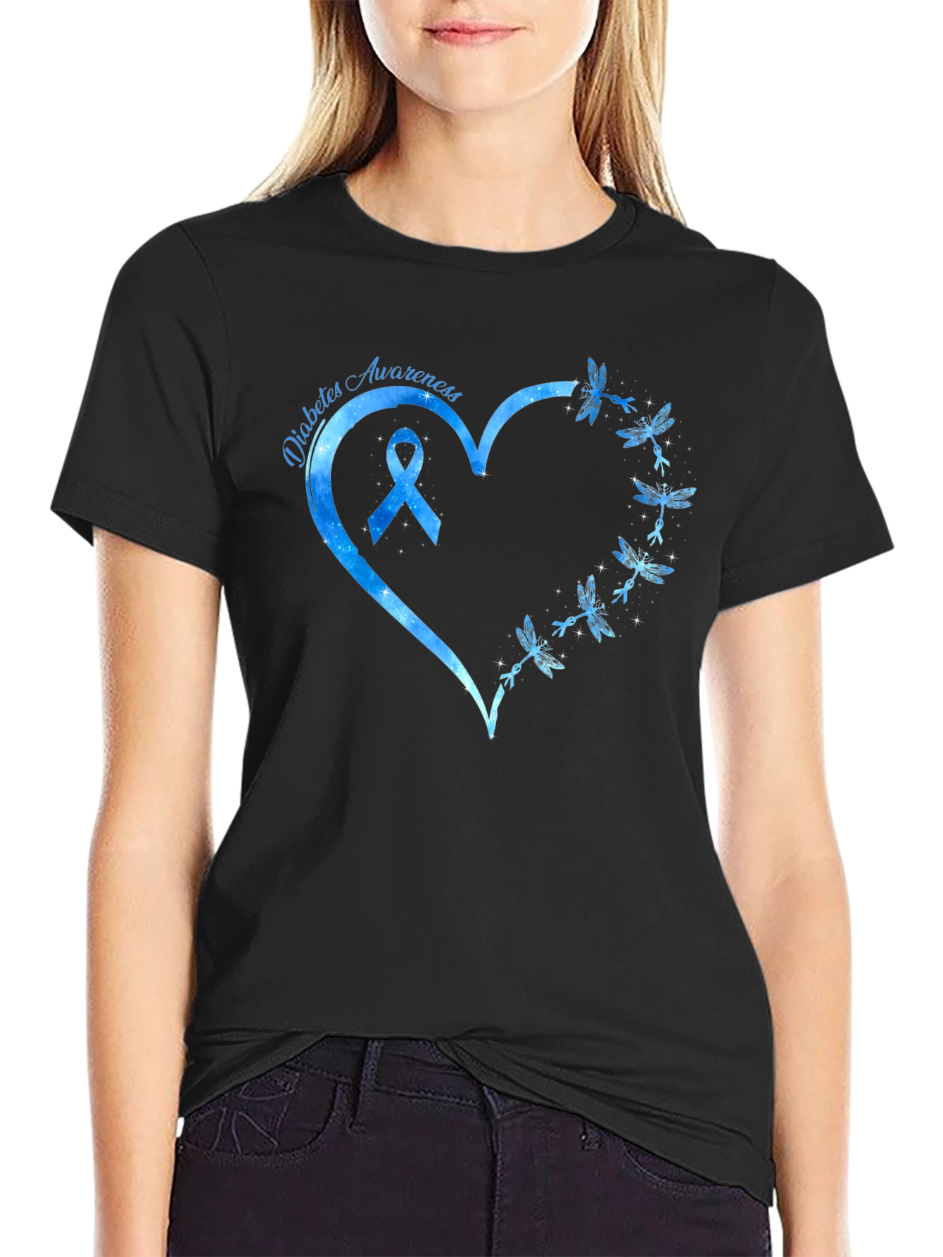 Diabetes Awareness Dragonfly Heart T-Shirt