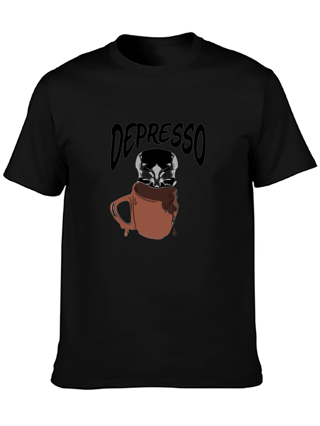 Depresso Coffee Skull Graphic T-Shirt