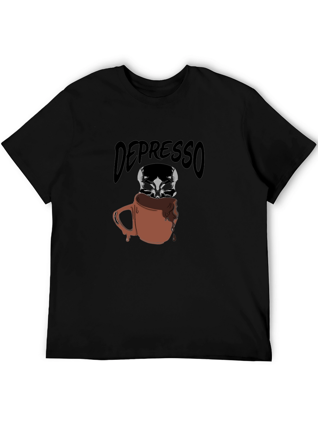 Depresso Coffee Skull Graphic T-Shirt