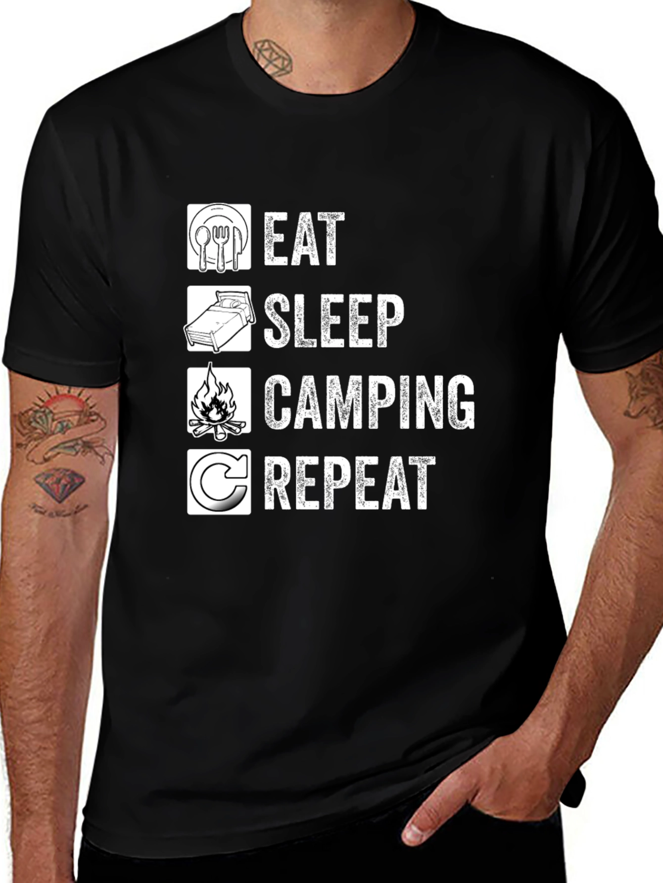 Eat Sleep Camping Repeat Graphic T-Shirt