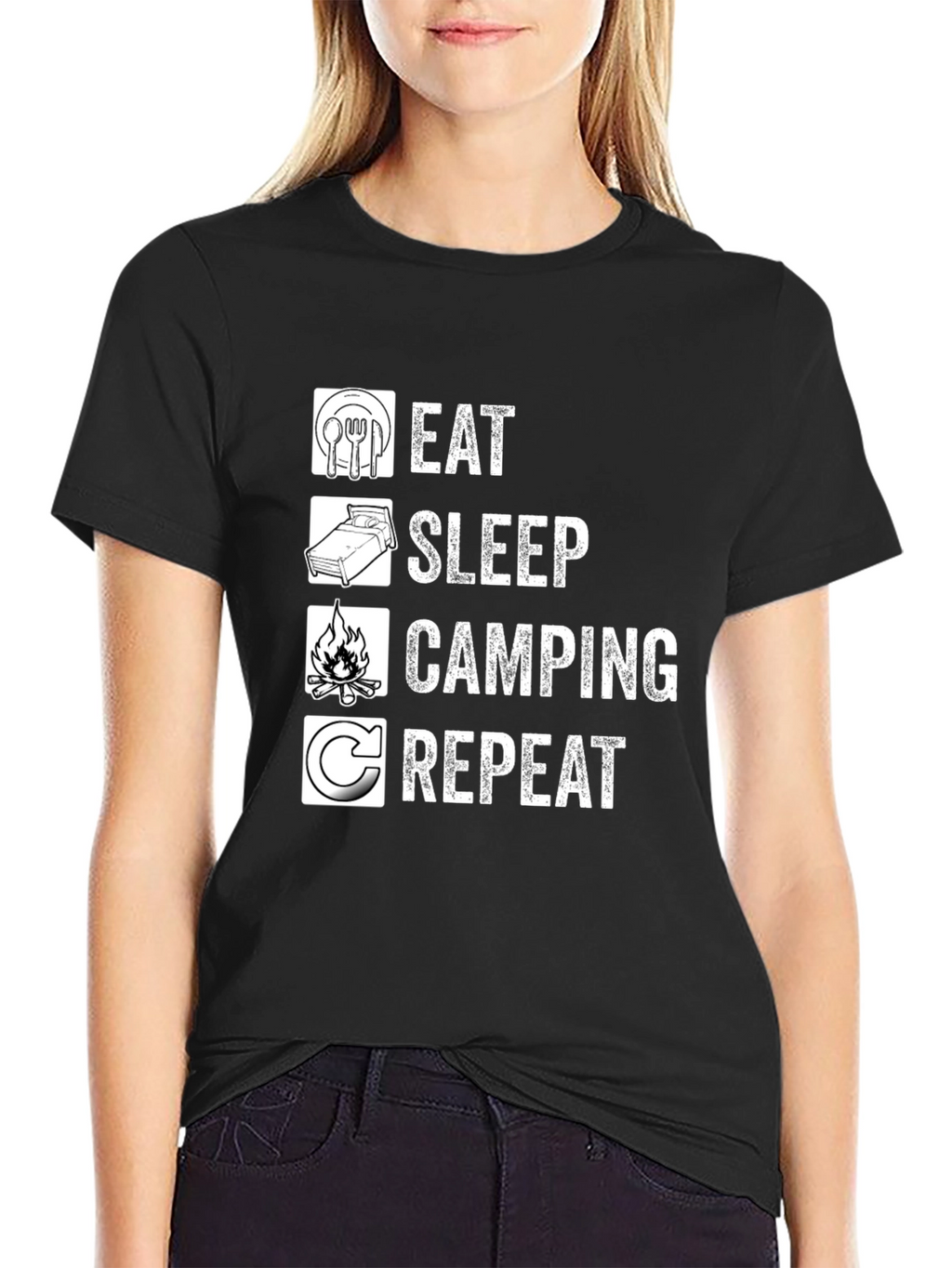 Eat Sleep Camping Repeat Graphic T-Shirt