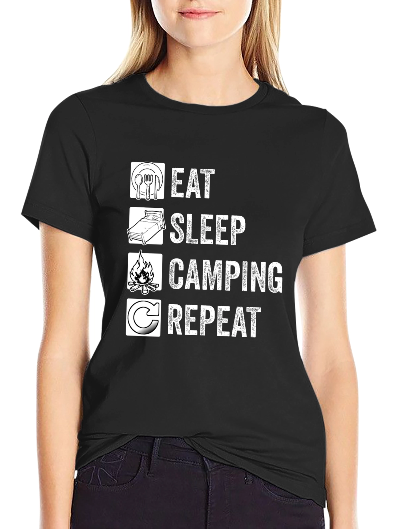Eat Sleep Camping Repeat Graphic T-Shirt