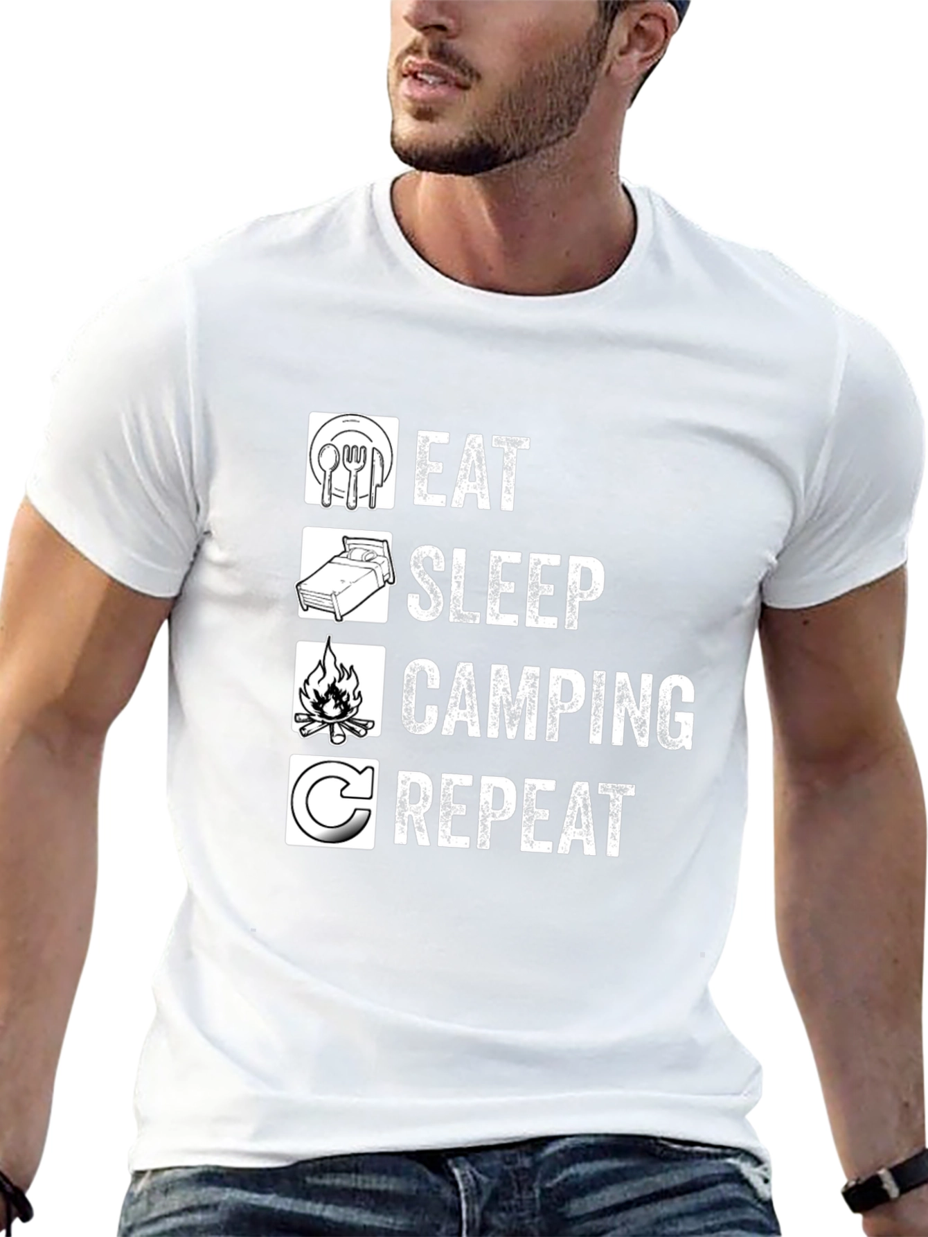 Eat Sleep Camping Repeat Graphic T-Shirt