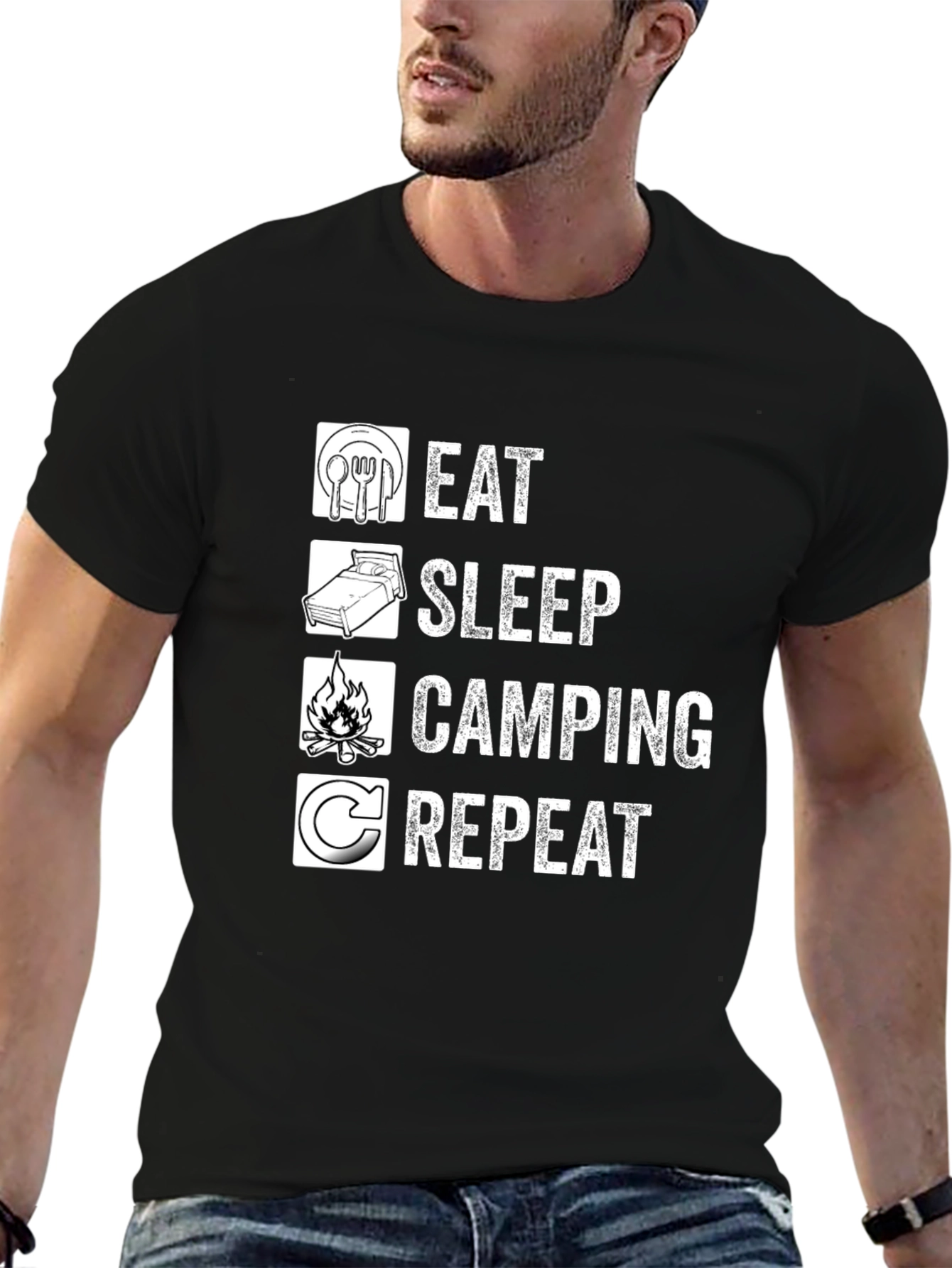 Eat Sleep Camping Repeat Graphic T-Shirt