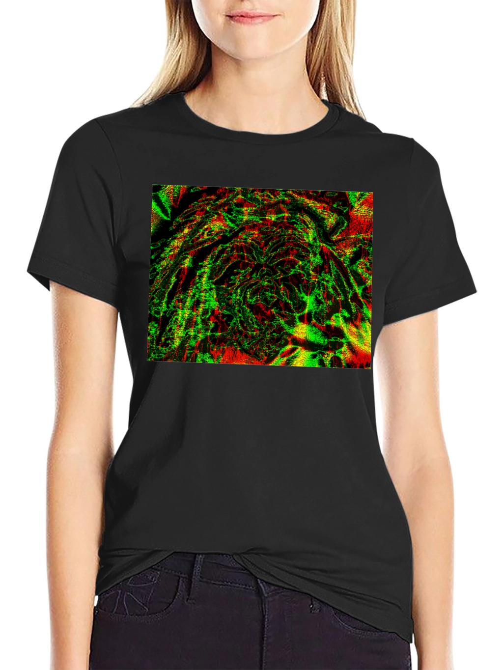 Abstract Glitch Art Black T-Shirt
