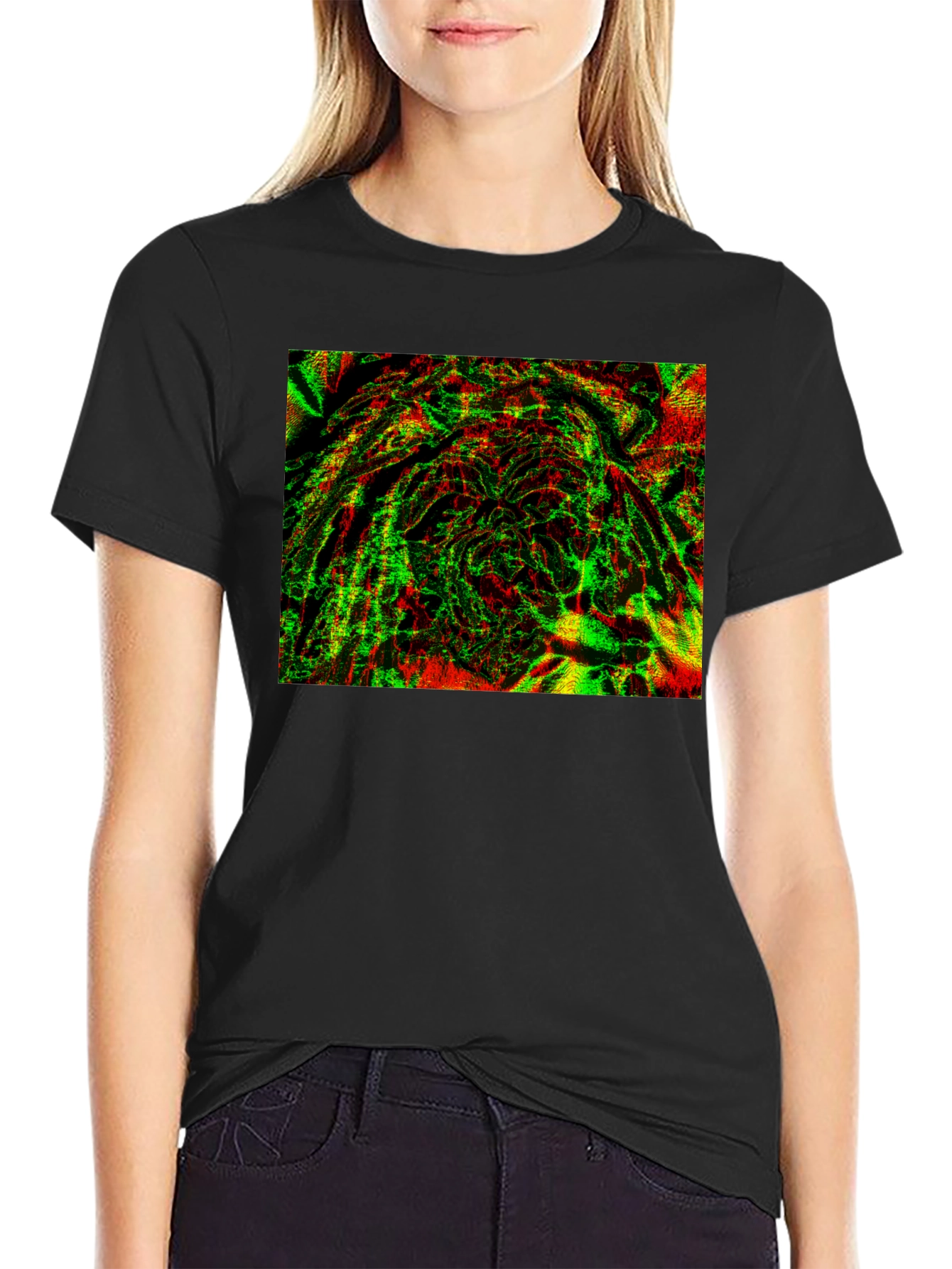 Abstract Glitch Art Black T-Shirt
