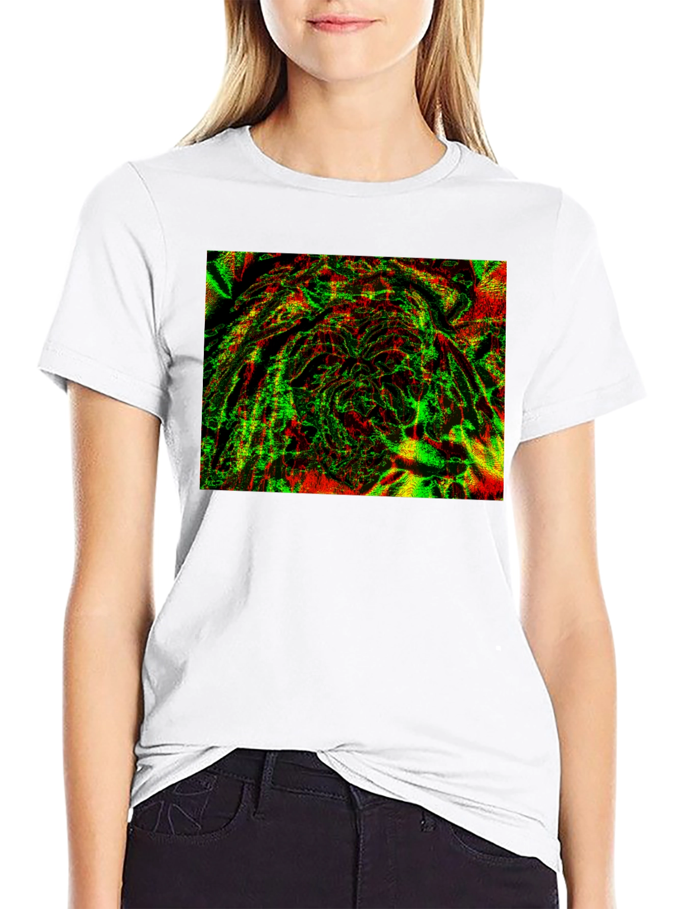 Abstract Glitch Art Black T-Shirt