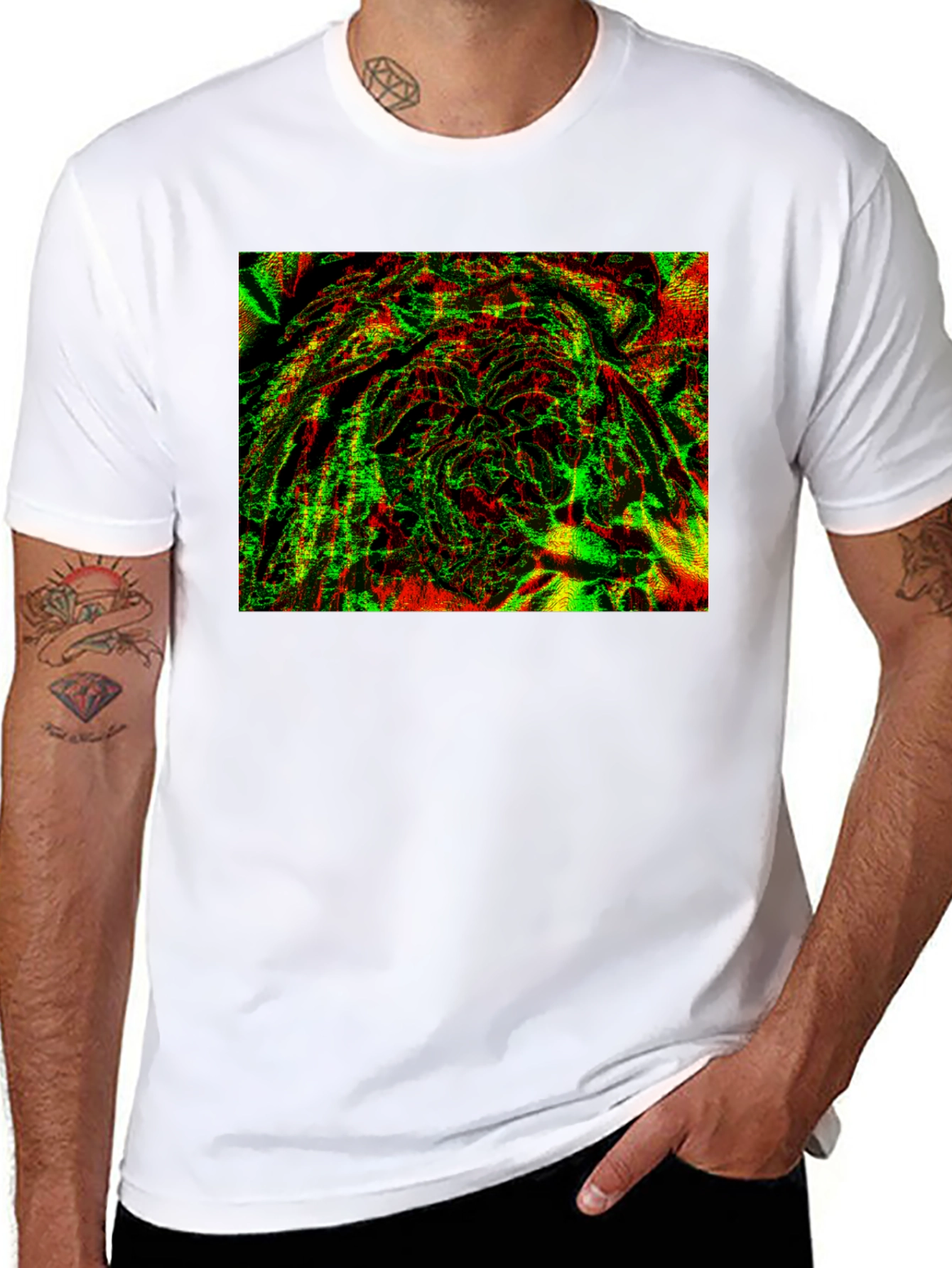 Abstract Glitch Art Black T-Shirt