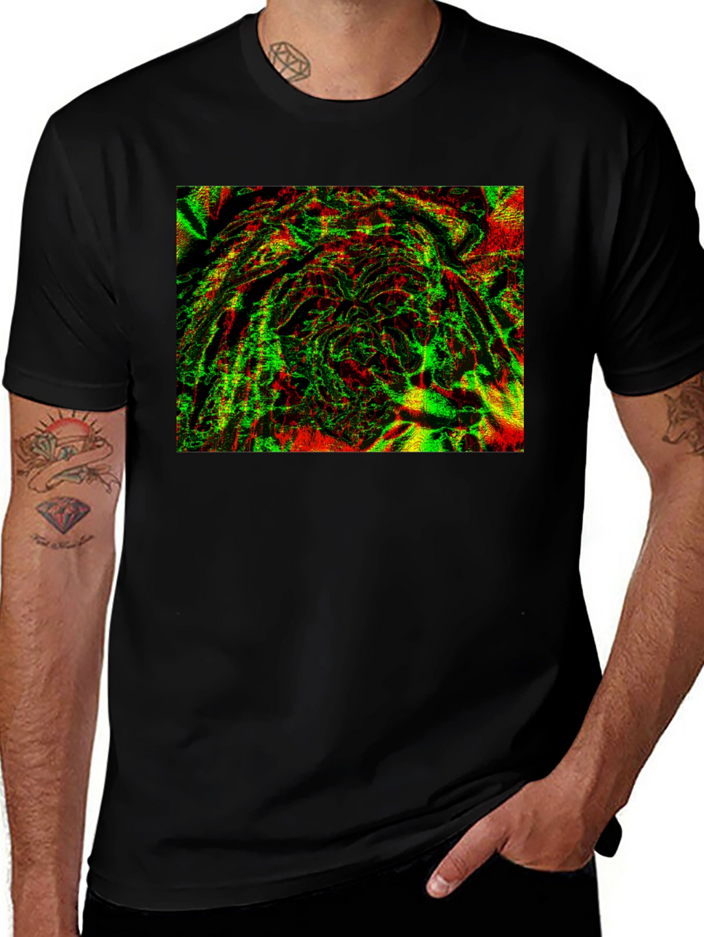 Abstract Glitch Art Black T-Shirt