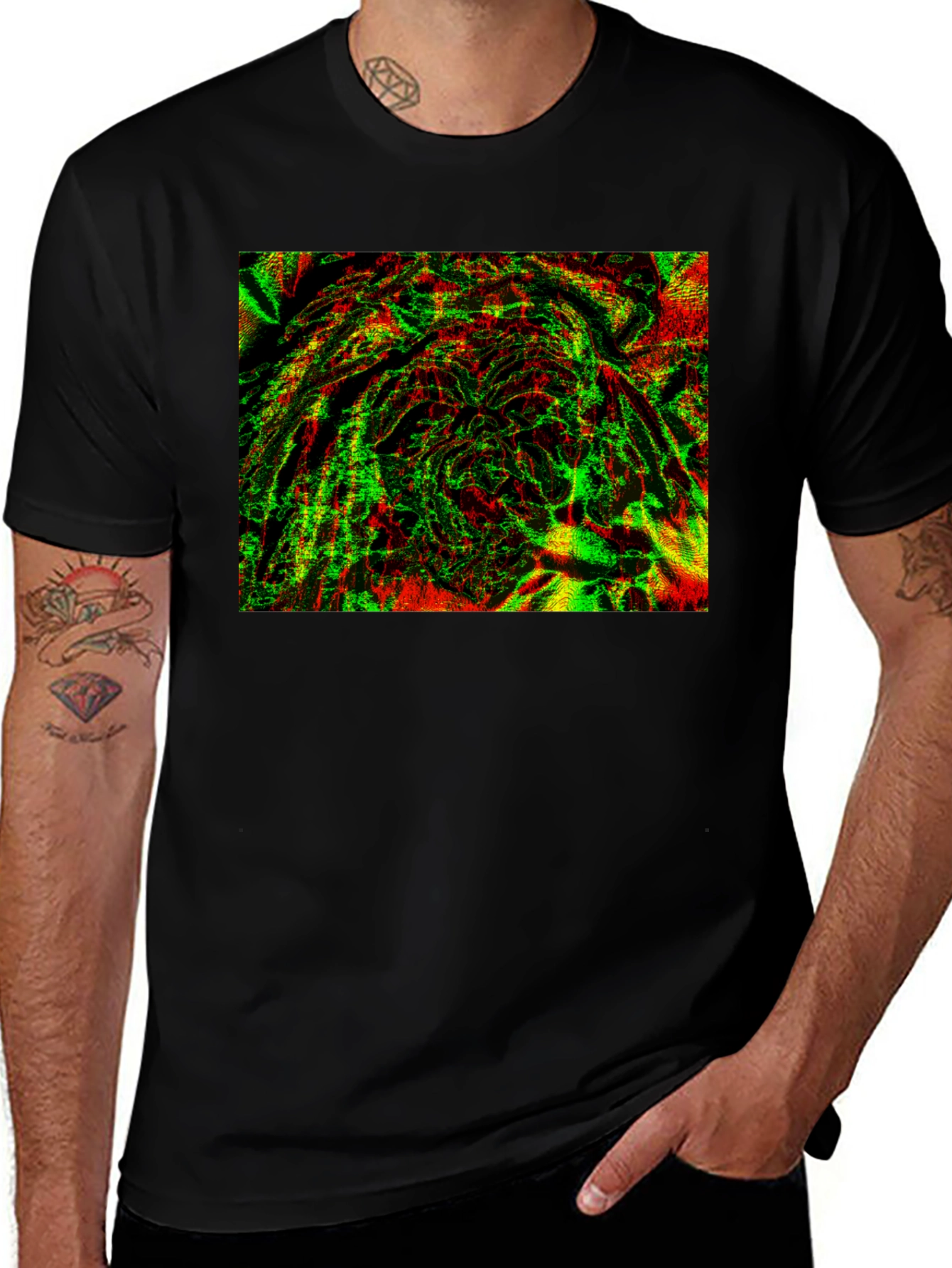 Abstract Glitch Art Black T-Shirt