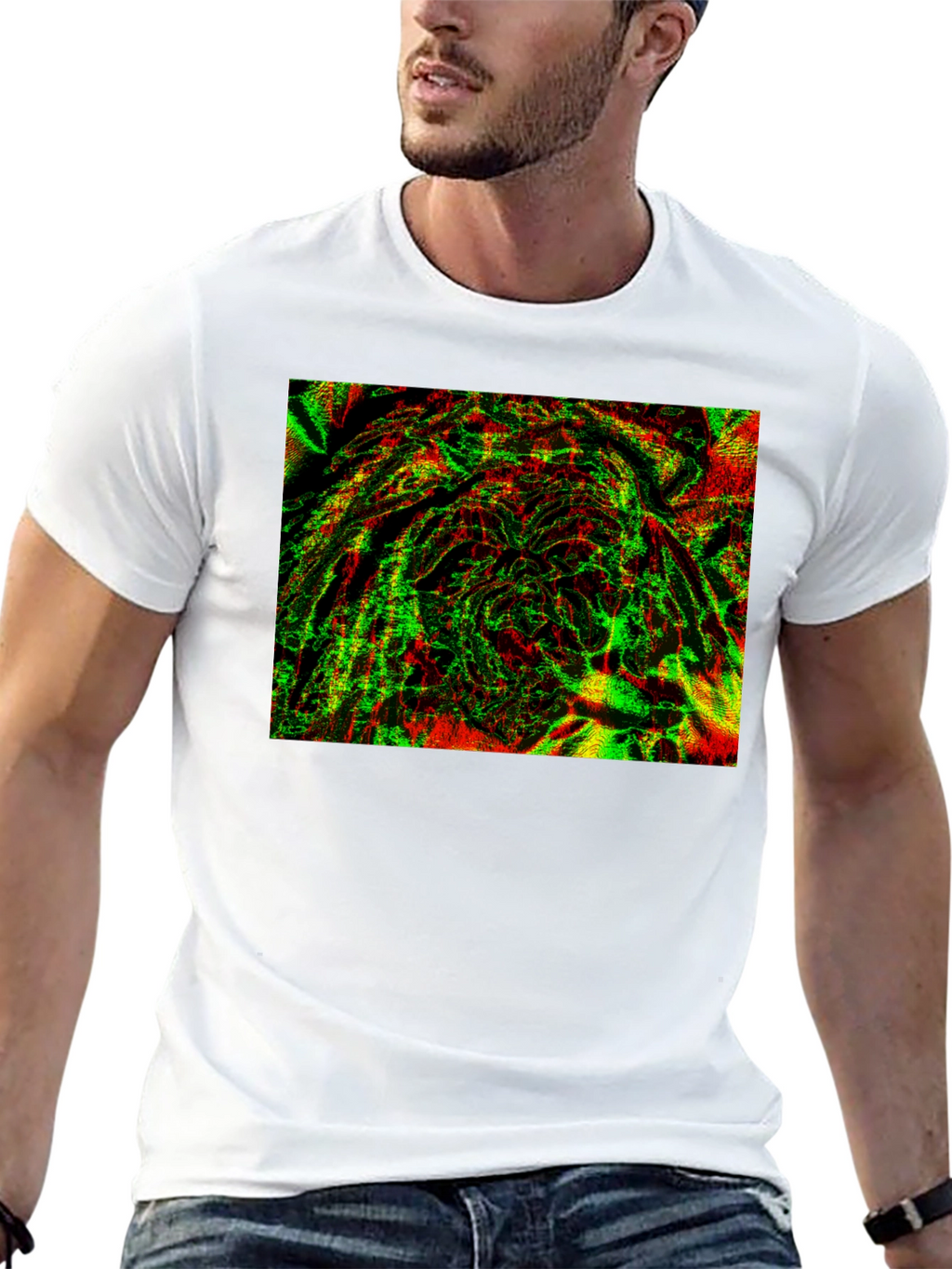 Abstract Glitch Art Black T-Shirt