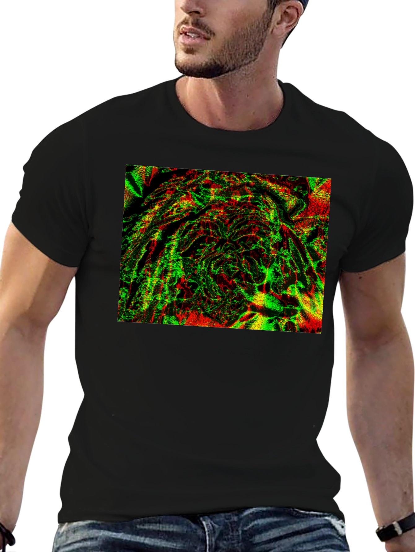 Abstract Glitch Art Black T-Shirt