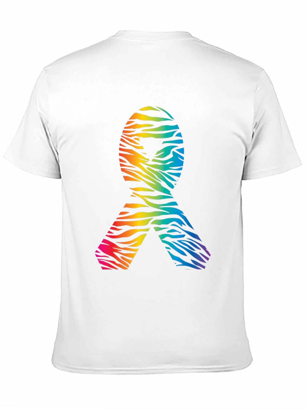 Rainbow Zebra Awareness Ribbon Black T-Shirt