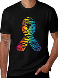 Rainbow Zebra Awareness Ribbon Black T-Shirt