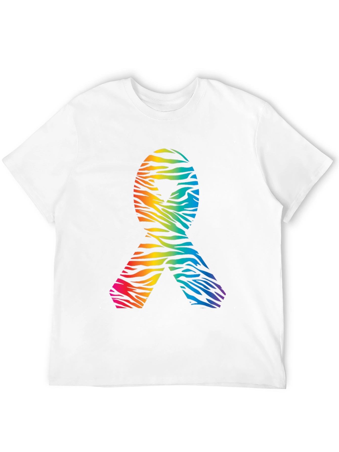 Rainbow Zebra Awareness Ribbon Black T-Shirt