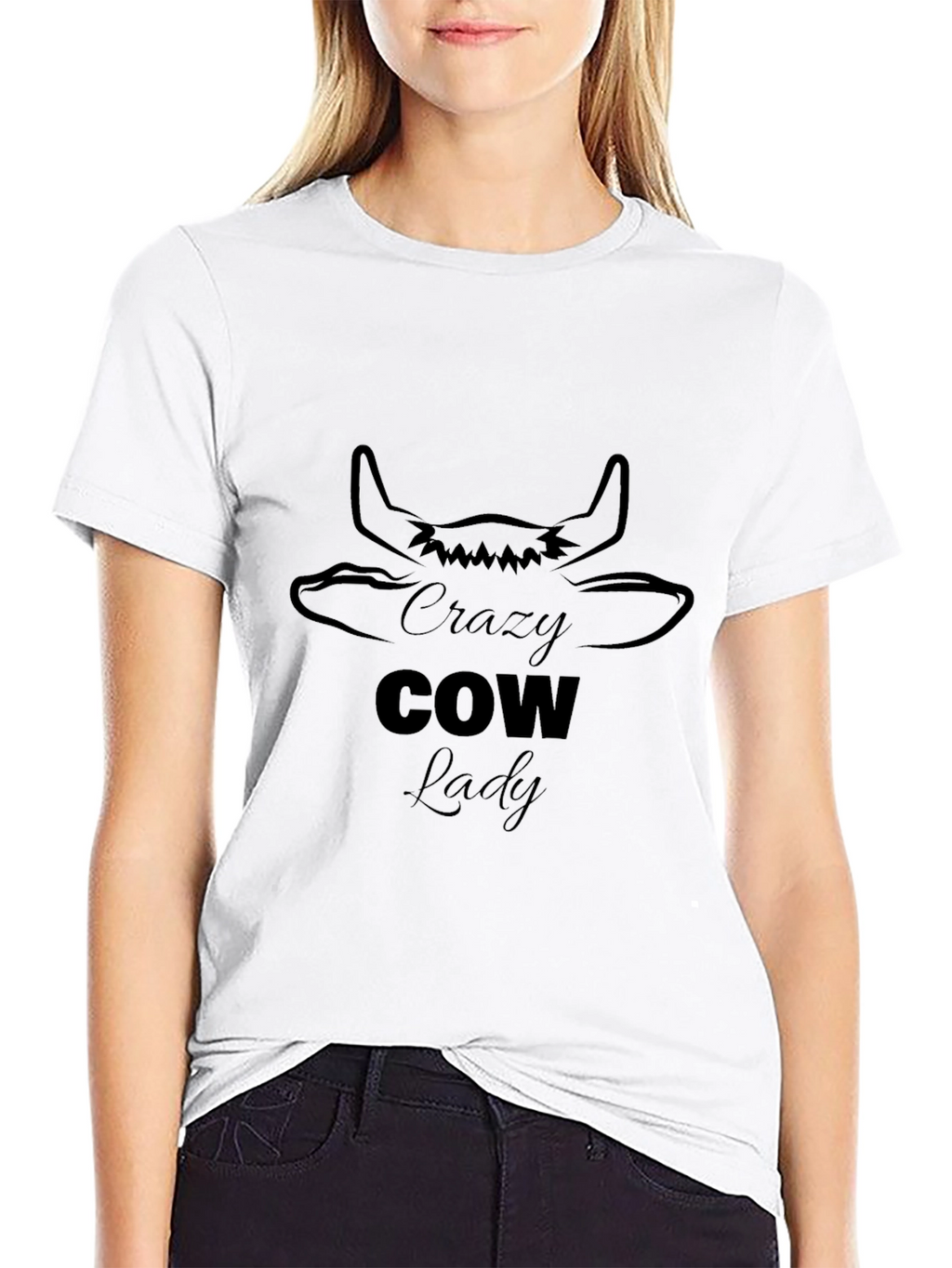 Crazy Cow Lady Black T-Shirt