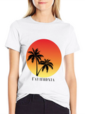 California Sunset Palm Tree Black T-Shirt