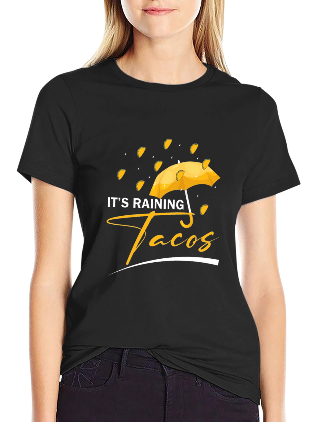 Its Raining Tacos Black Graphic T-Shirt