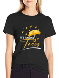 Its Raining Tacos Black Graphic T-Shirt