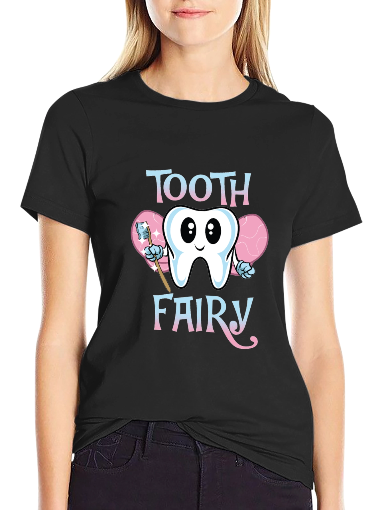Tooth Fairy Graphic Tee - Black Cotton Blend