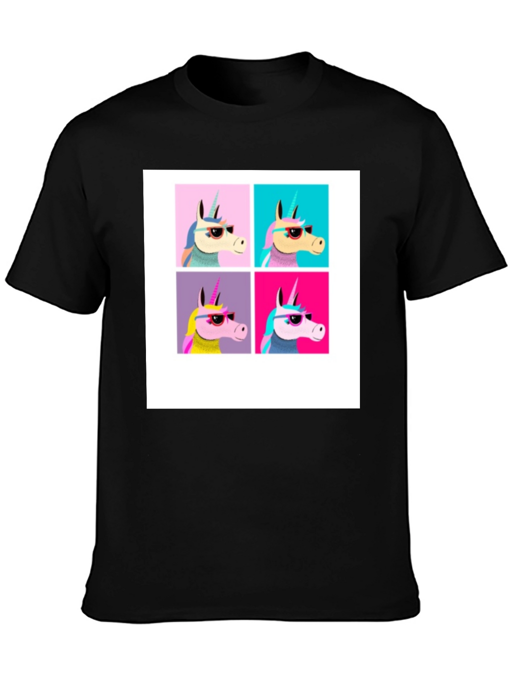 Unicorn Pop Art Black T-Shirt