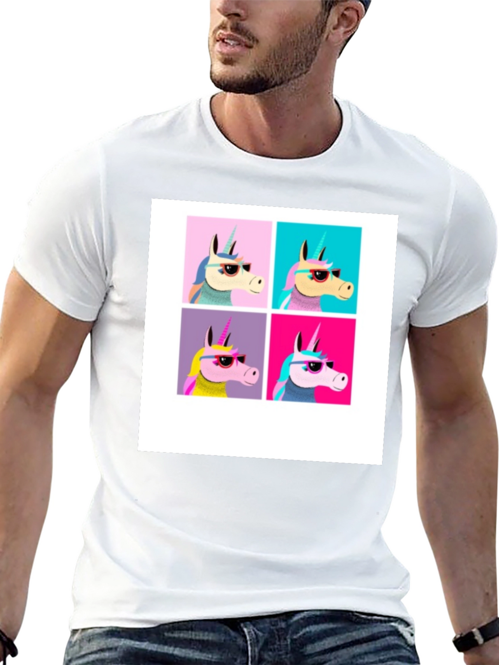 Unicorn Pop Art Black T-Shirt