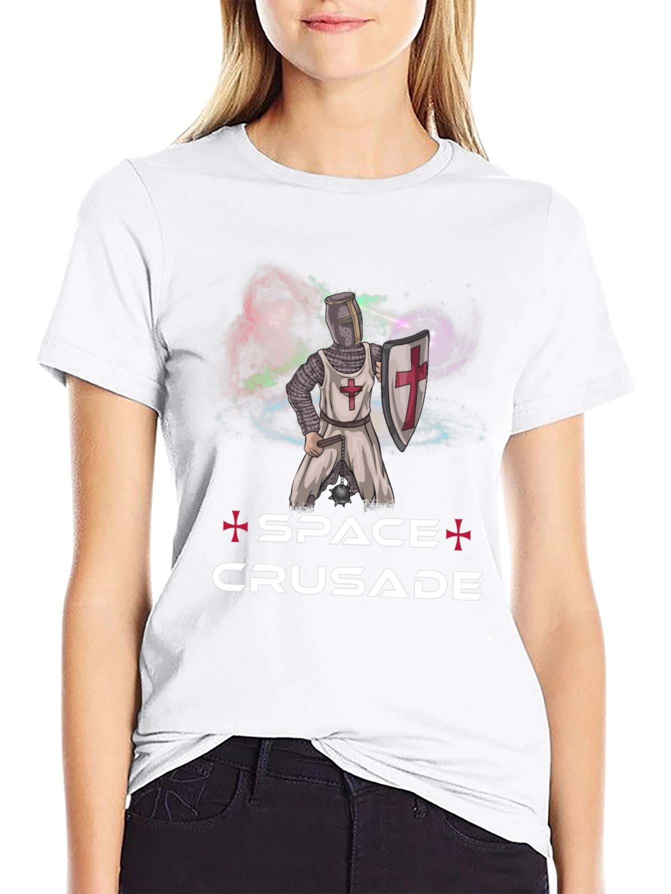 Space Crusade Graphic T-Shirt Cotton Blend Sci-Fi Humor