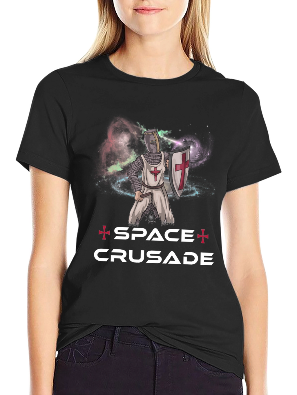 Space Crusade Graphic T-Shirt Cotton Blend Sci-Fi Humor