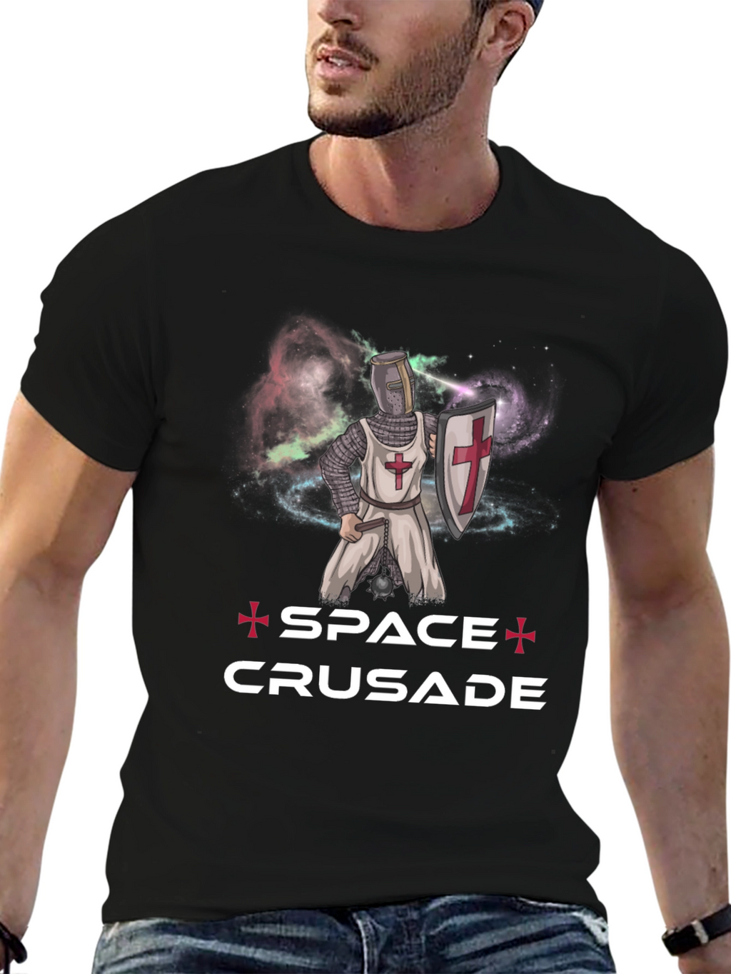 Space Crusade Graphic T-Shirt Cotton Blend Sci-Fi Humor