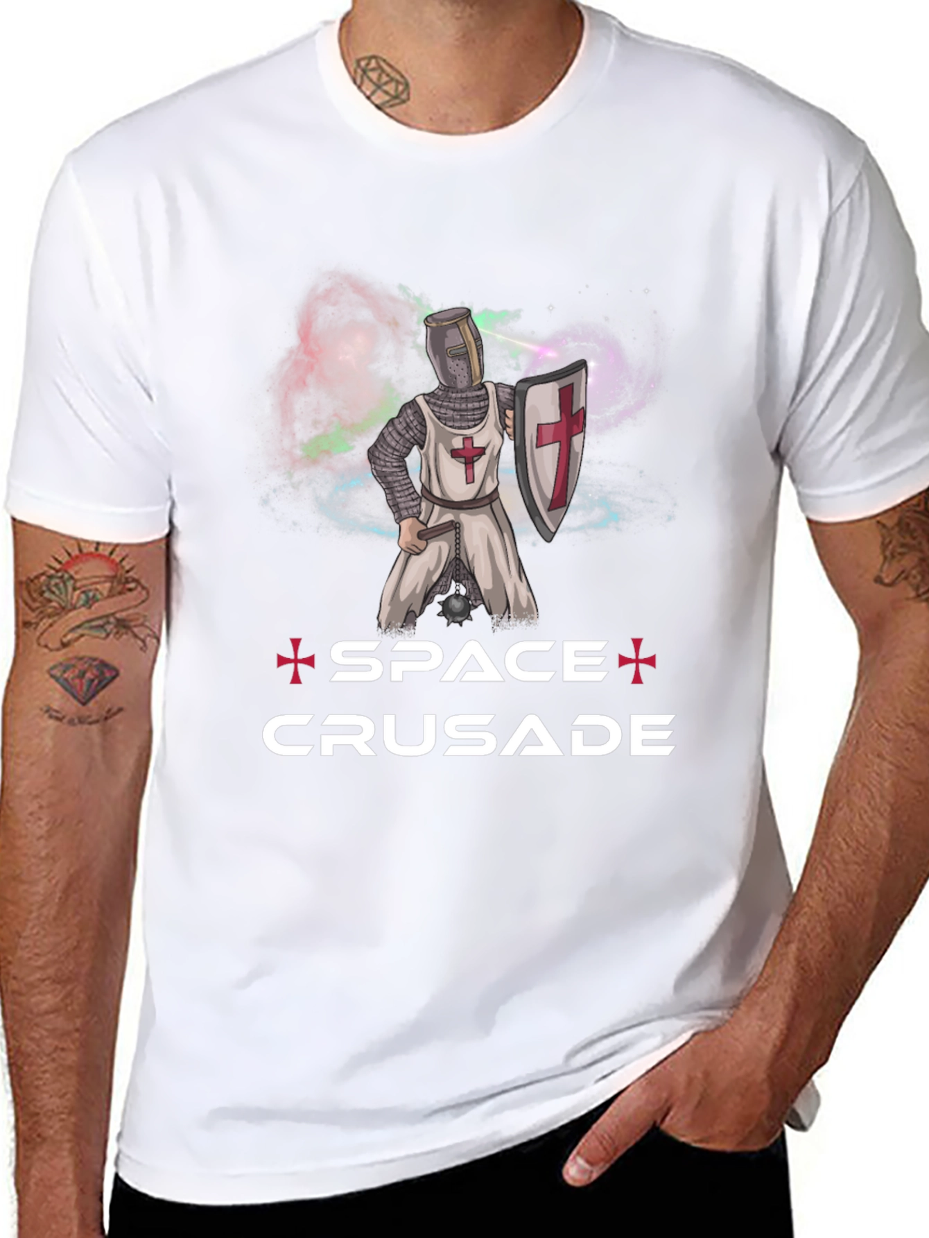Space Crusade Graphic T-Shirt Cotton Blend Sci-Fi Humor