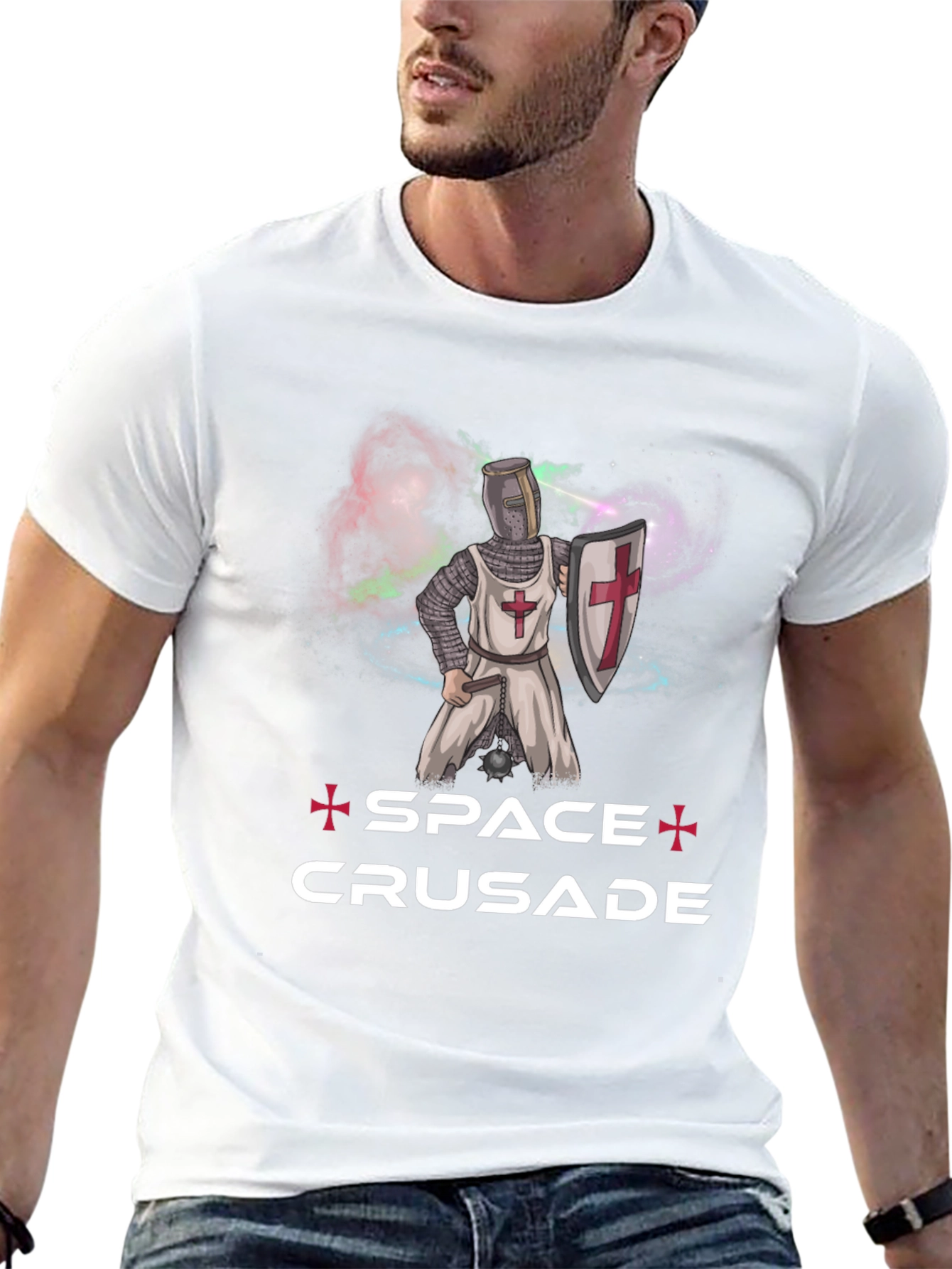 Space Crusade Graphic T-Shirt Cotton Blend Sci-Fi Humor